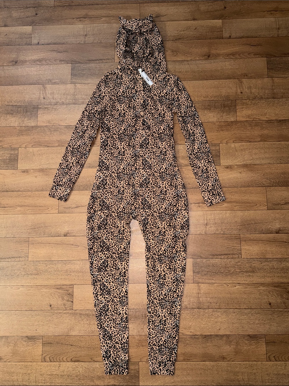 PINK Victoria's Secret Size Large NWT Leopard Print Hooded Cat Ears Onesie Meow